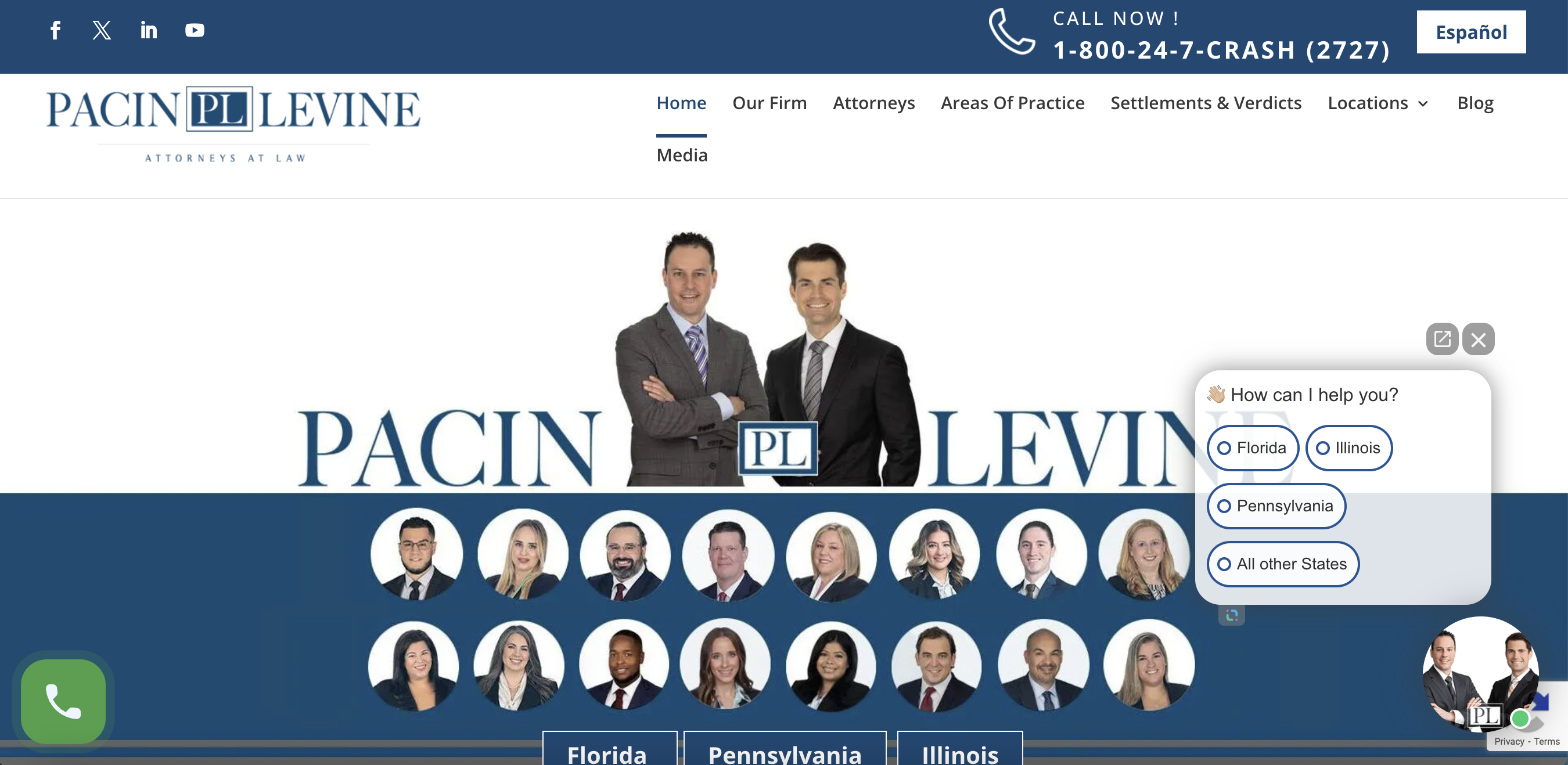 Pacin Levine Personal Injury Law Website